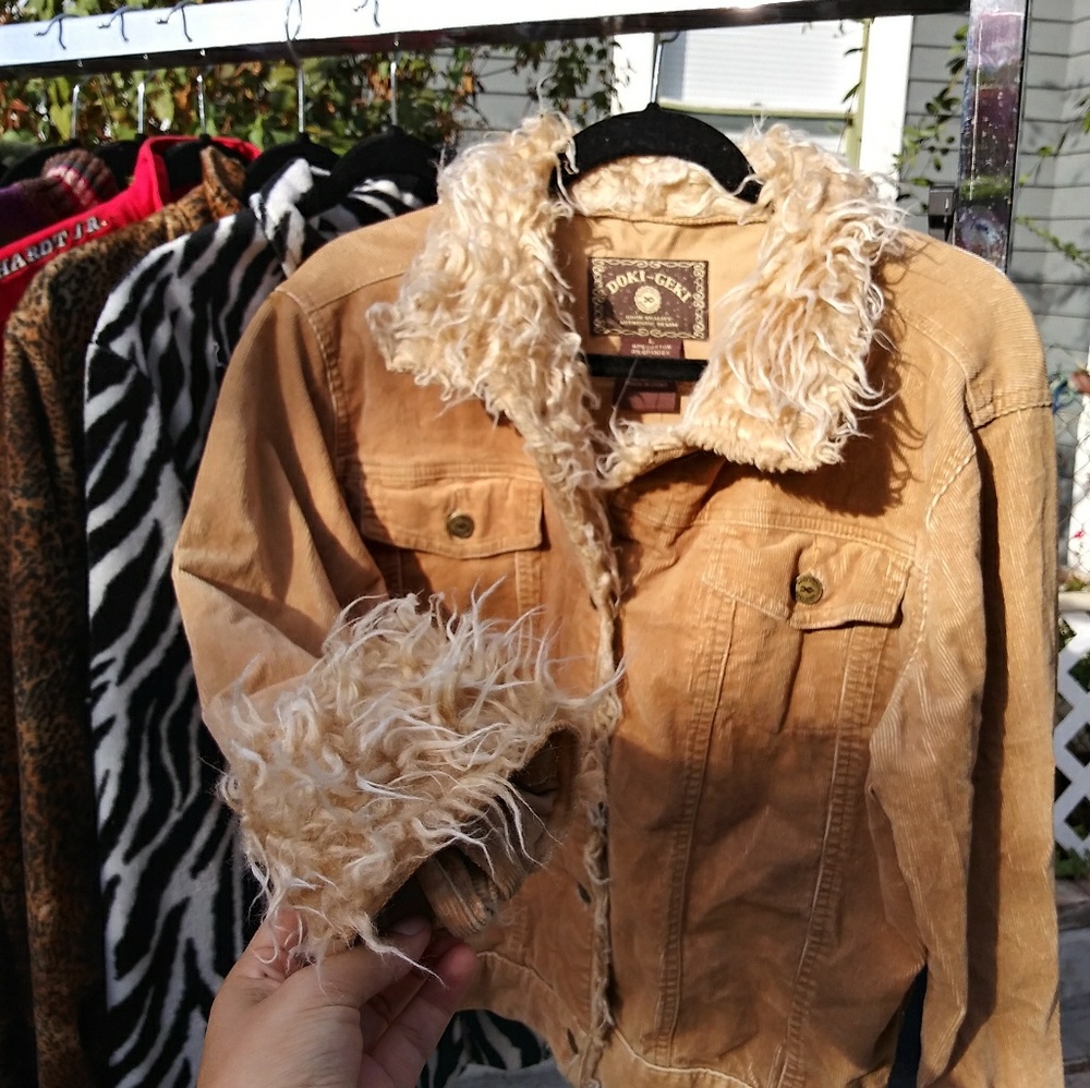 Vintage 90s Fur Corduroy Jacket